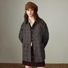 Chuyu Women's 100% Lamb Wool Plaid Tweed Corduroy Overcoat