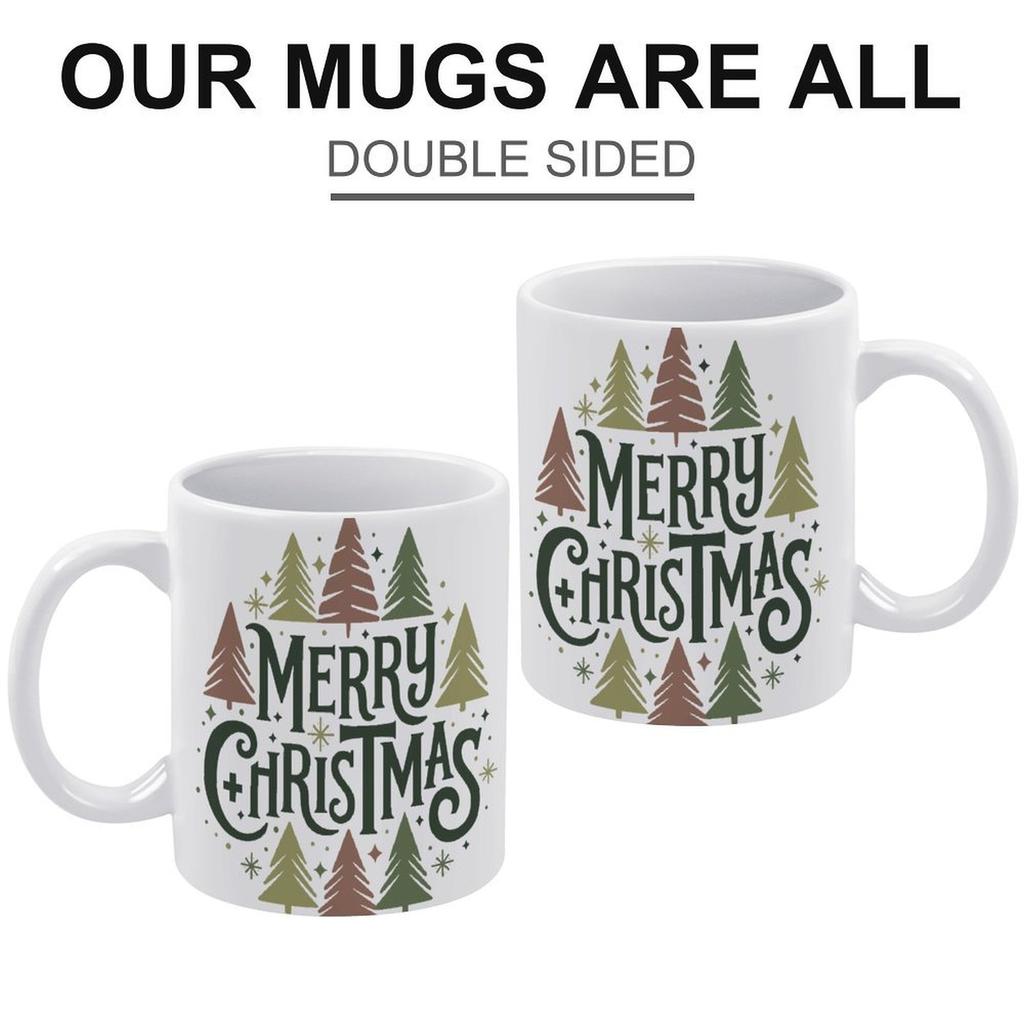 1pc 11oz Blank Ceramic Coffee Mug, Double-sided Printed Cup, Neat Glaze Surface, Long Lasting Durability, Everyday Coffee Tea Drinkware