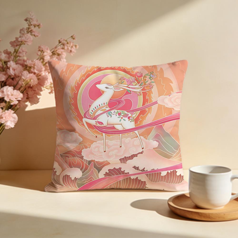 Mystical NineColored Deer Cushion Cover Soft Pillow Cases for Home Bedroom Living Room Sofa