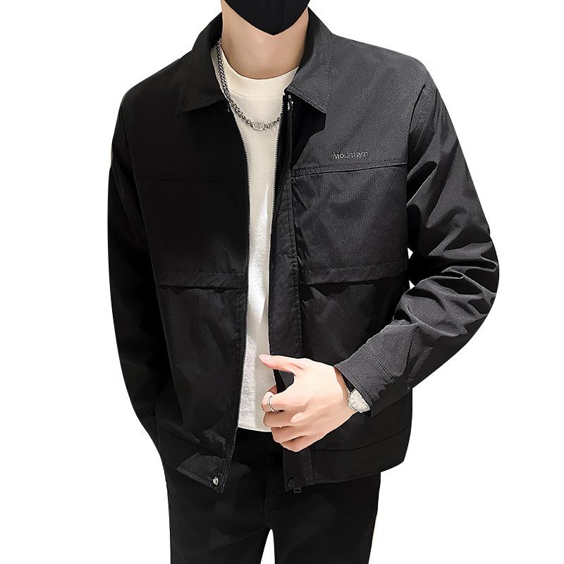 Men'S Coat Spring New Lapel Handsome Tooling Youth Jacket Versatile Fashion Trend Top Coat