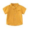 Boys Stand Collar Shirt Short Sleeve Cotton Casual Outdoor Sports Top Soft Comfortable Clothing for Toddler and Kids