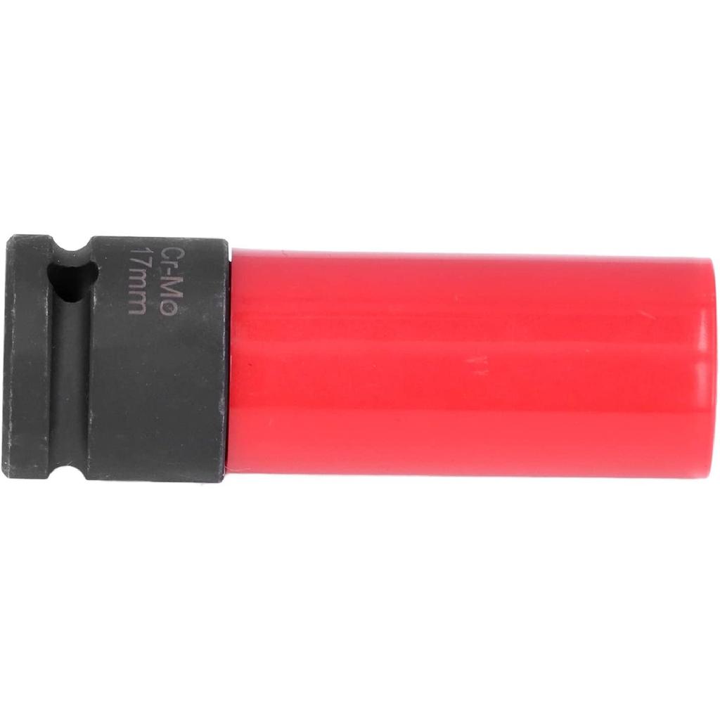 AMAKO 17Mmx6 Flower Design Lug Nut Remover Tool Red & Black Car Wheel Lug Nut Socket for, S Class W221, Cl, Aveo, Cruze, 1.6L 1.8L 16V Engines