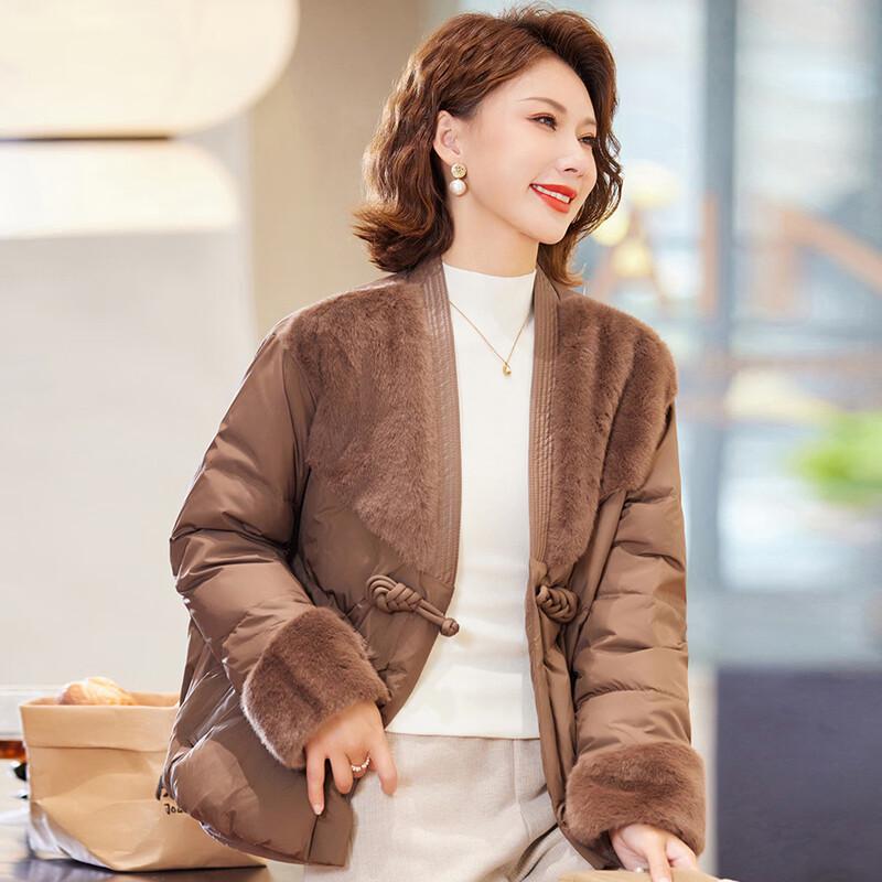 Women's Chinese Style Plush Splice Down Jacket