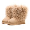 Autumn and Winter Long Haired Mid Length Boots with Thick Soles, Warm Home Cotton Shoes, Casual and Fashionable Snow Boots for Women