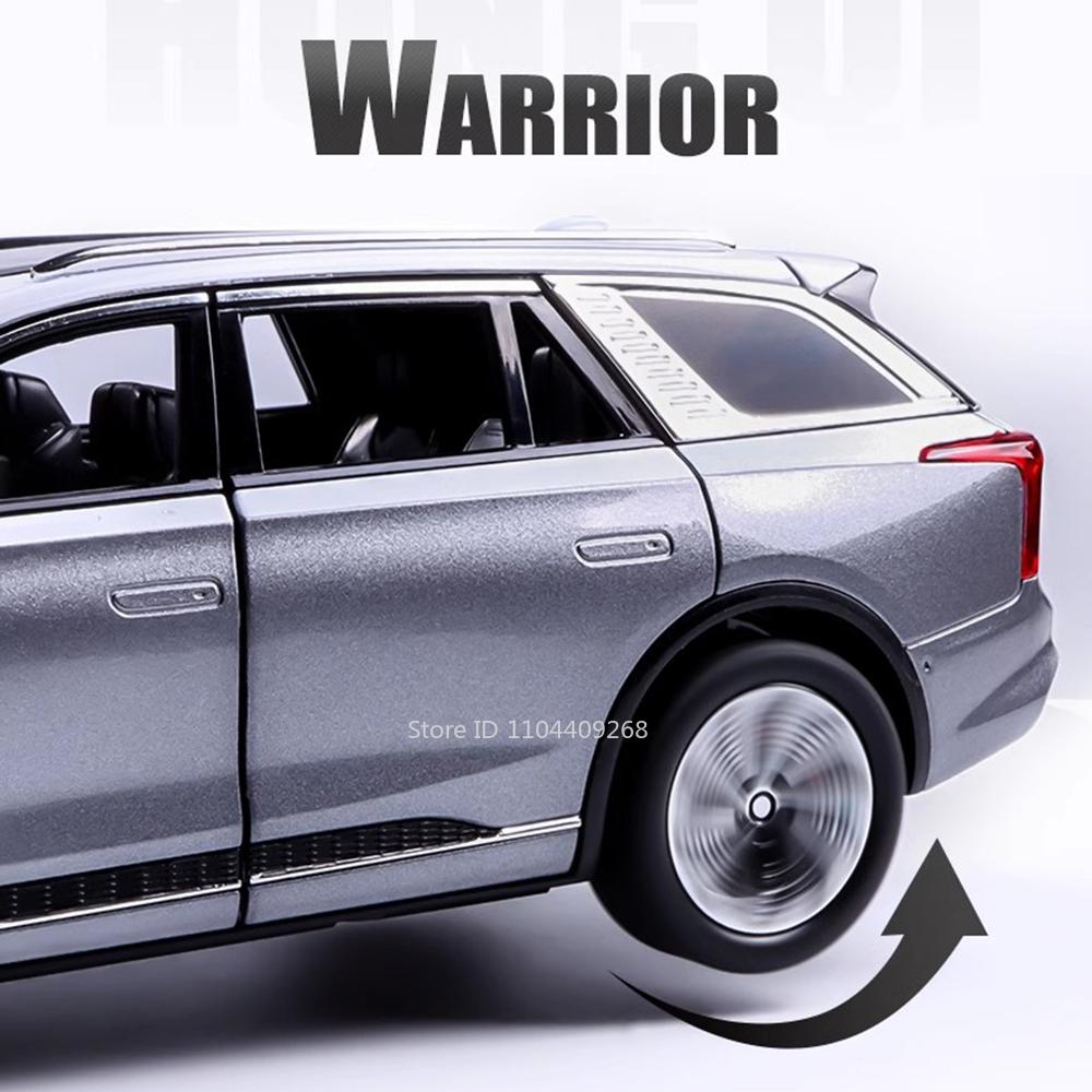 1:24 Scale HongQi E-HS9 L5 Toy Model Car Metal Diecast Light Sound Pull Back Doors Opened Vehicles Models Kids Holiday Gifts