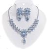 Color Zircon Luxury Necklace Earrings Set Premium Silver Needle Earrings Zircon Necklace