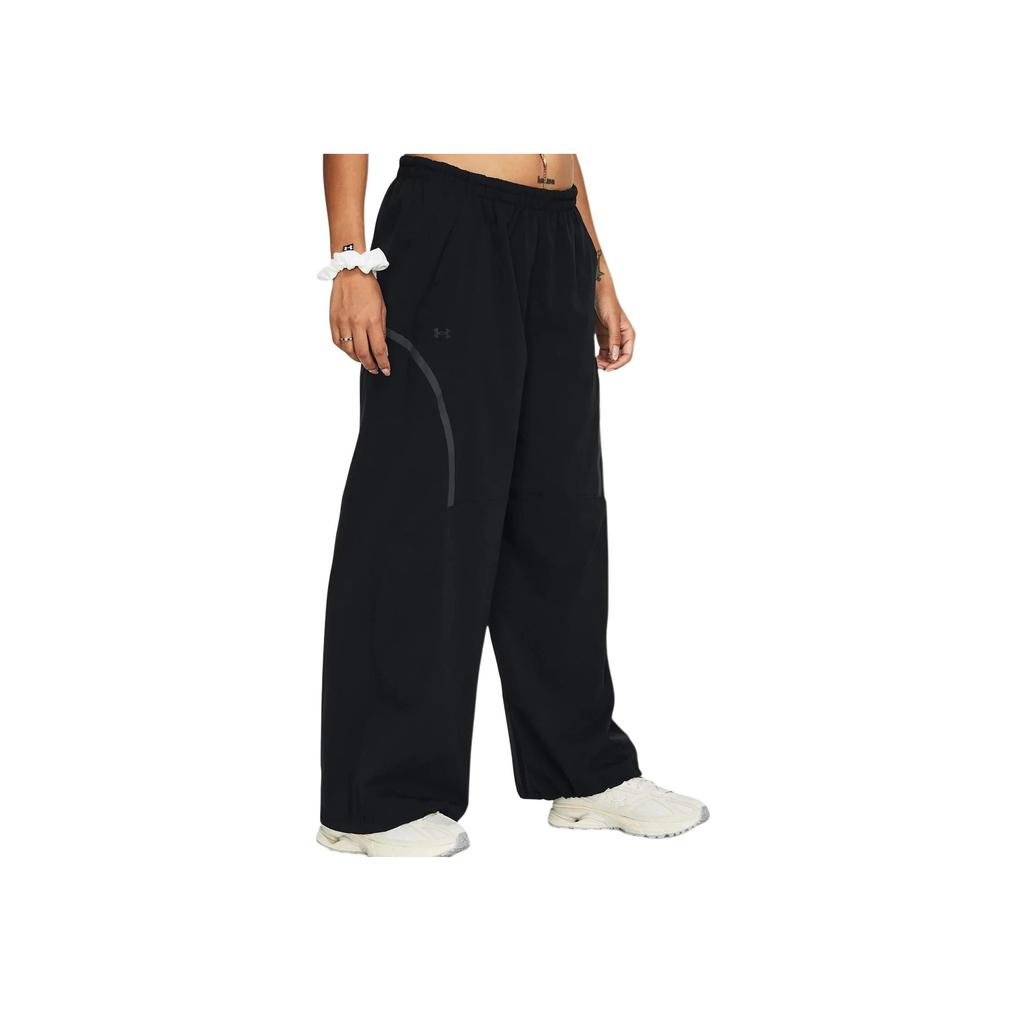 Under Armour Solid Color Elastic Waist Straight Leg Knit Sports Pants Women Pants Black 1382740-001