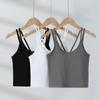 Summer Double Strap Cropped Camisole - Comfortable Solid Color Vest with Built-in Bra & Stylish Back Design