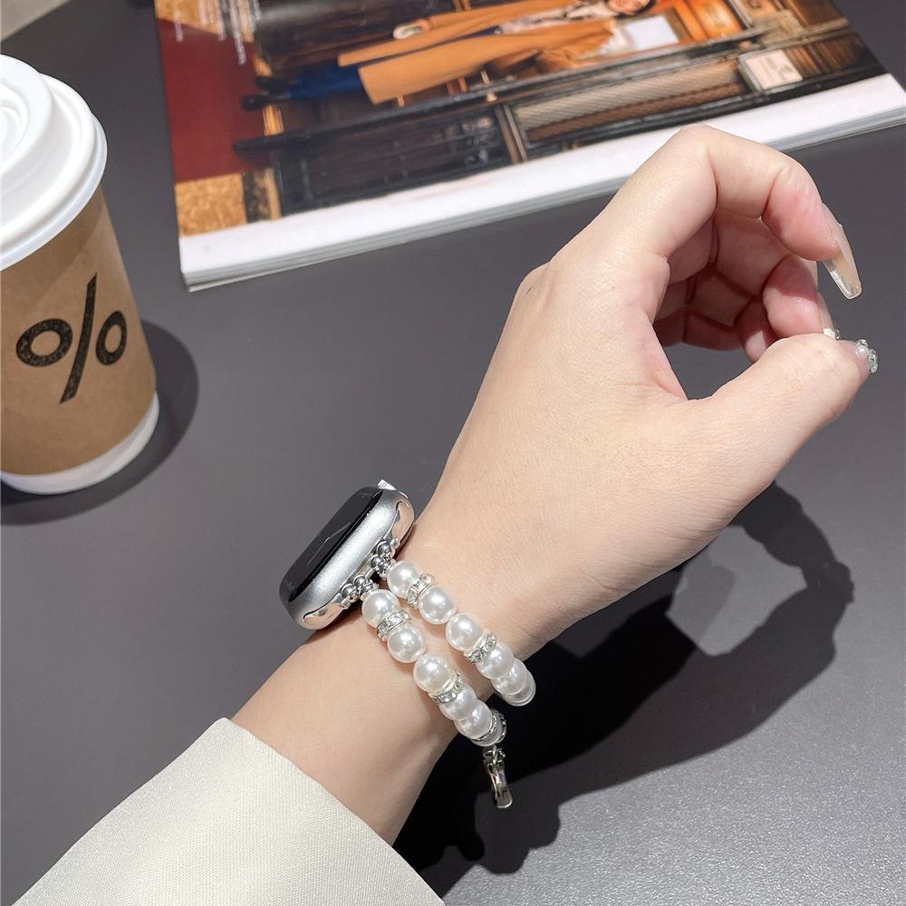 Luxury Pearl Band for Apple Watch Series Ultra 9 8 7 6 5 4 3 Se Watch Bracelet Pendant for IWatch Ultra/2 41 45mm 38mm 42mm 40mm 44mm 49mm Accessories