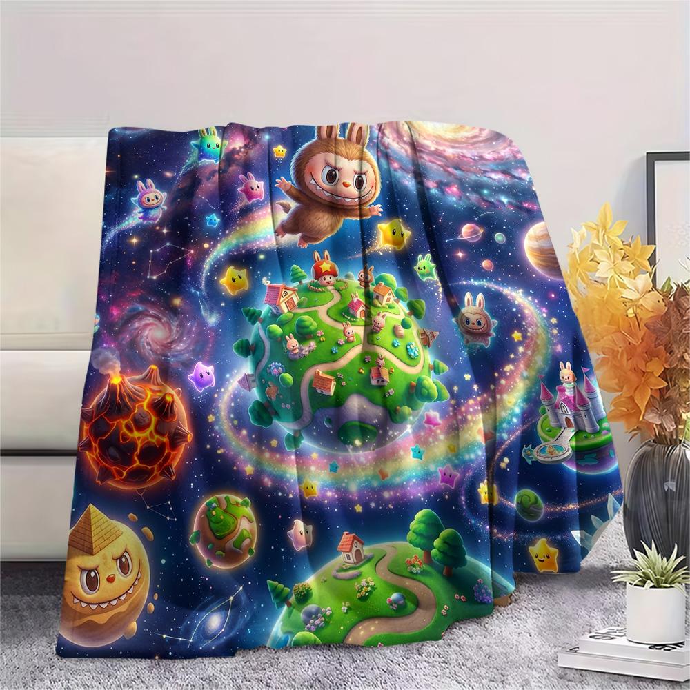 Labubu Print Flannel Blanket, Ultra Soft High Quality All Seasons Warm Throw, Home Decor Cozy Blanket, Perfect Christmas Gift