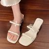 Mode Beige Transparente Sandalen mit quadratischem Absatz Damen Party Bankett Schleife High Heel Schuhe Frau Sommer PVC Quadratische Zehe Sandalias Mujer