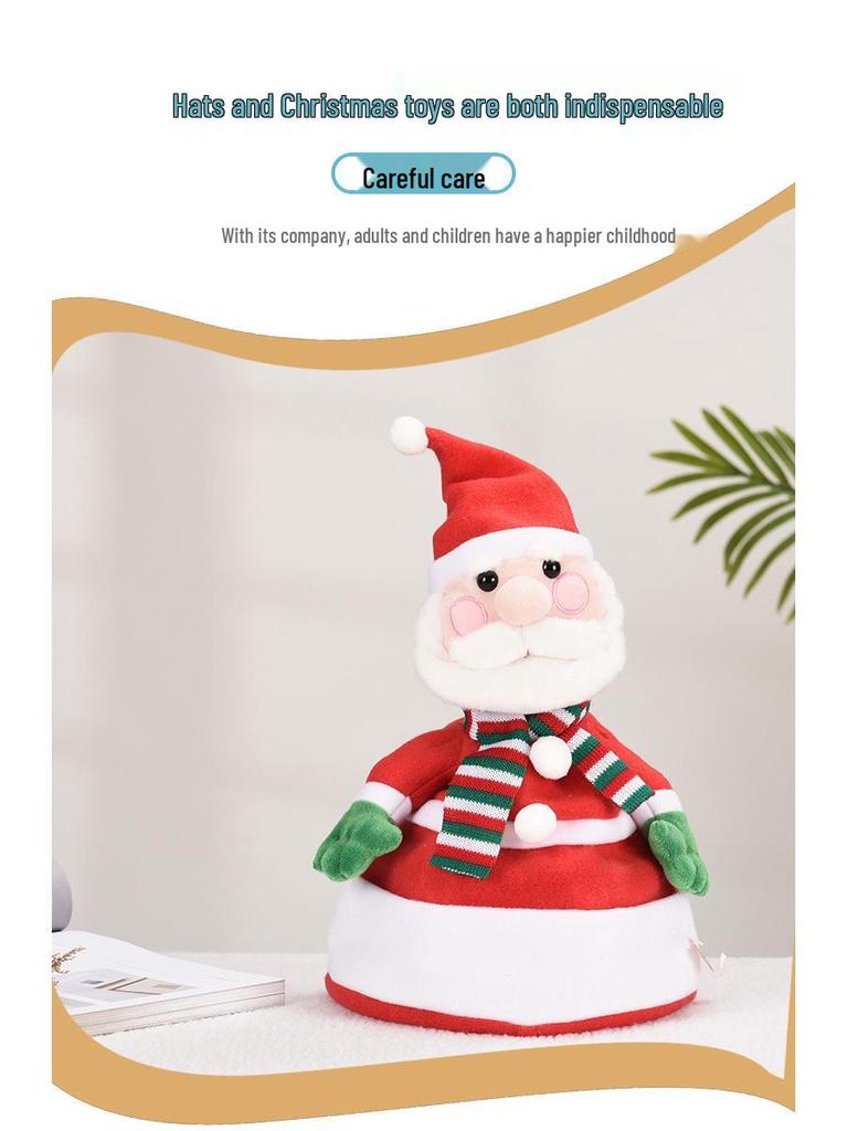 Dancing, Singing, and Light-Up Plush Christmas Santa Hat Doll Gift
