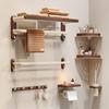 Walnut Luxury Bathroom Towel Rack & Integrated Hanger Shelf Set