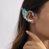 Elf Ear Cuff Earrings Gradient Blue Pierced Ear Wrap Studs Unique Gold-fish Shape Design Fashionable Jewelry for Girls