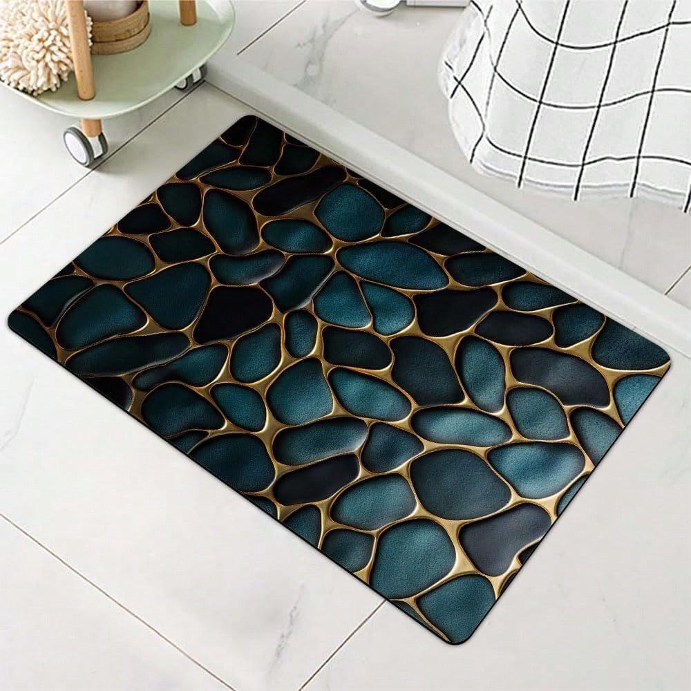 Tappeto Moderno Tappetino Zerato Bianco Nero Antiscivolo Asciugatura Rapida Facile da Pulire Decorazione per la Casa per Bagno Cucina Porta Esterno