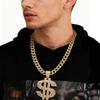 Exaggerated US Dollar Sign Hip Hop Necklace with Diamond Inlays - Trendy Alloy Pendant for Men