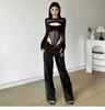 Women's Sheer Mesh Long-sleeve Bodysuit