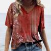 Summer Flower T-shirt Flower 3D Printed Women's V-neck Short Sleeve