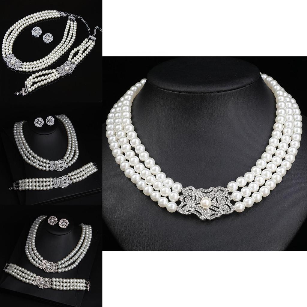 Water Crystal Geometric Necklace Earrings Bracelet Trio For Fashionable Womens Occasions