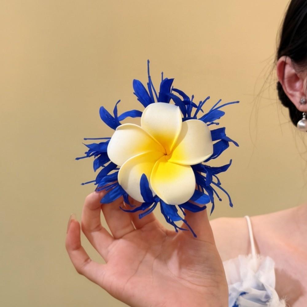 Fresh Sweet Frangipani Duckbill Clip Artificial Floral Hair Claw Side Clip