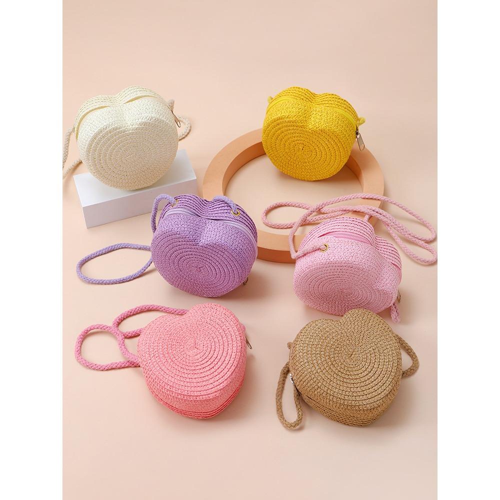 Straw Bag Seaside Beach Woven Bag 2025 New Love Children's Bag Female Cute Straw Bag Mini Vacation Style