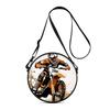 Motorcycle Print Round Shoulder Bag Casual Messenger Bag for Woman Best Gifts 2D Flat Casual Daily Crossbody Bag