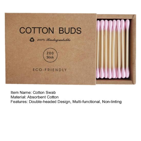 1 Box Cotton Swab No Lint Loss Disposable Double Head Design Soft Cleaning Colorful Round Pointed Head Makeup Swab Home Supply