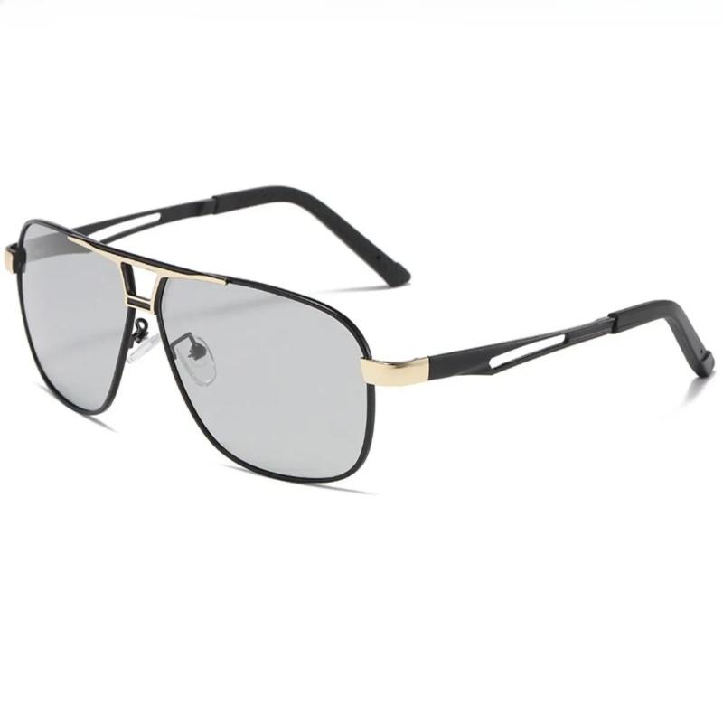 Men Night Vision Polarized Pochromic Sunglasses Aviator Style Yellow Color Change Lenses Driving Sun Glasses