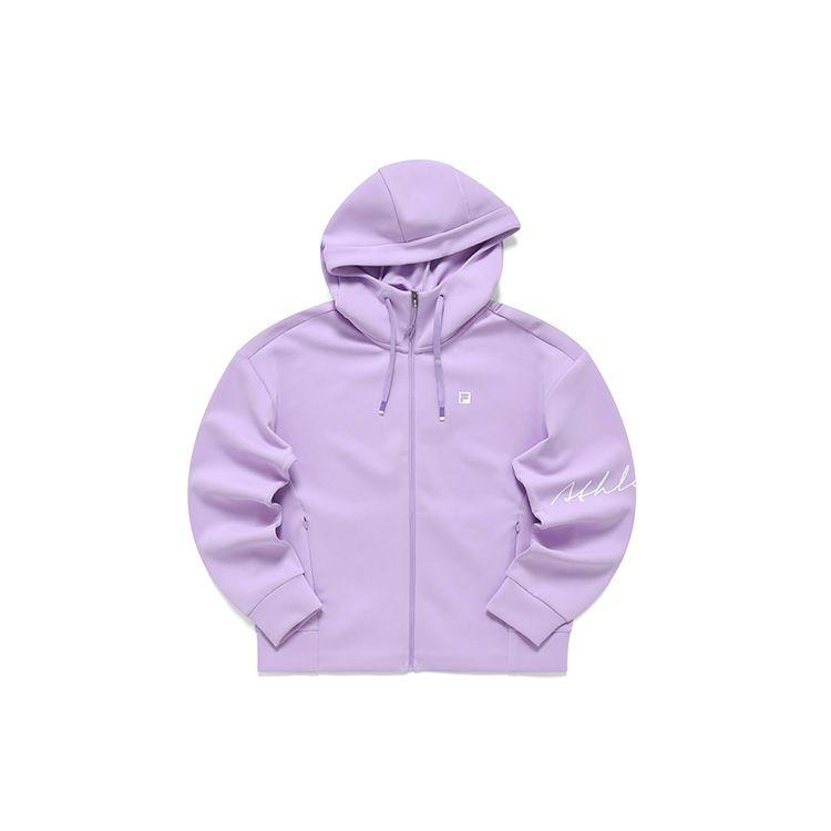 FILA Athletics Logo Printed Knit Hooded Jacket Women jackets Mallow-Purple A11W211504FVT S