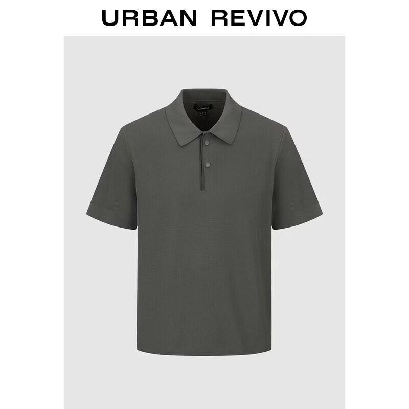 UR Men s Textured Double-Button Knit Polo Shirt L