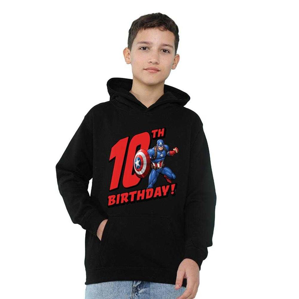 Captain America Childrens/Kids 10th Birthday Pull Over Hoodie