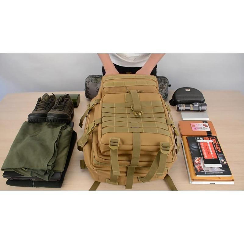 50L Kapasiteli Erkekler Ordu Askeri Taktik Büyük Sırt Çantası Su Geçirmez Açık Spor Yürüyüş Kamp Avcılık 3D Sırt Çantası Çanta Erkekler Için Oxford Malzeme