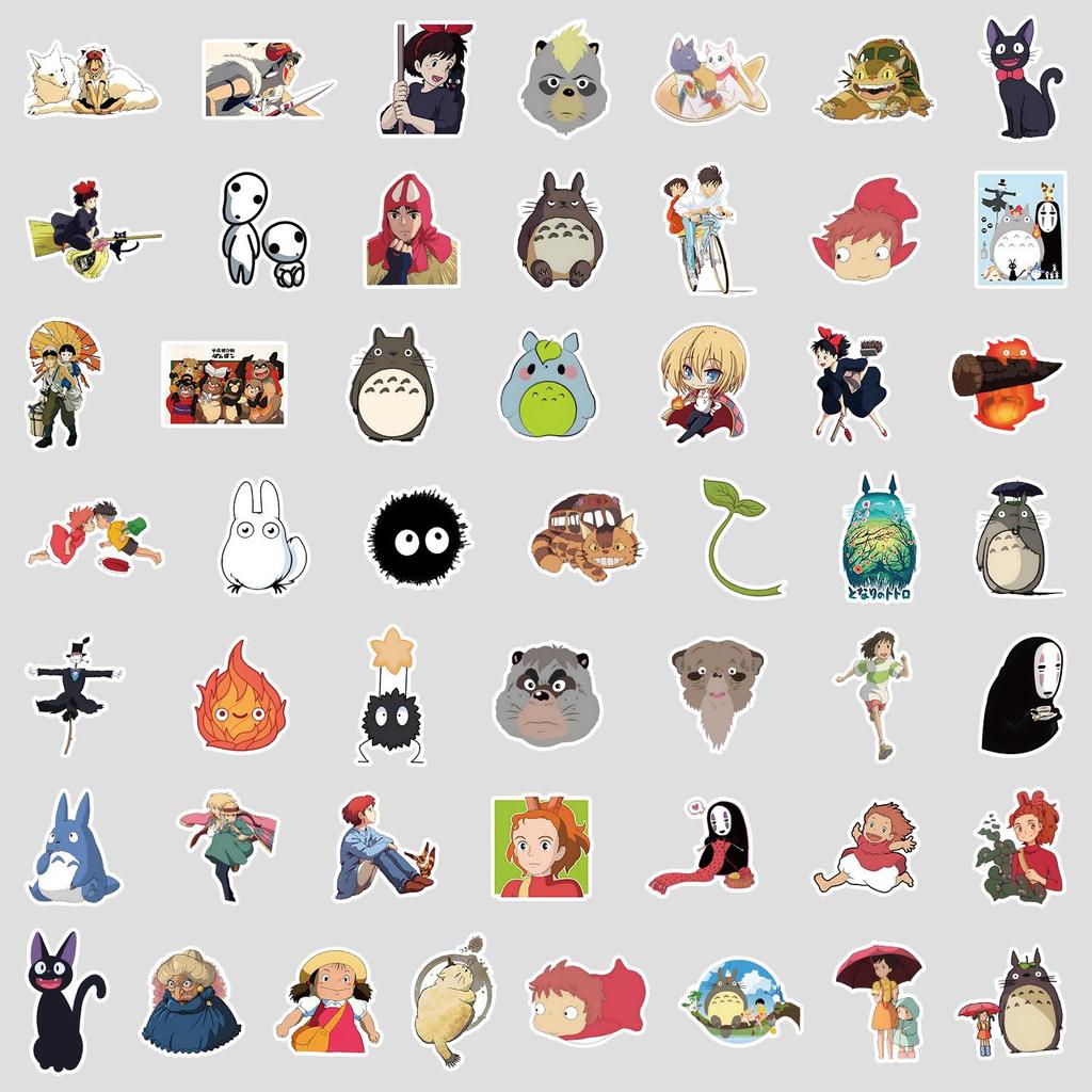 50 Cartoon Japanese Anime Studio Ghibli Waterproof Stickers for Computers