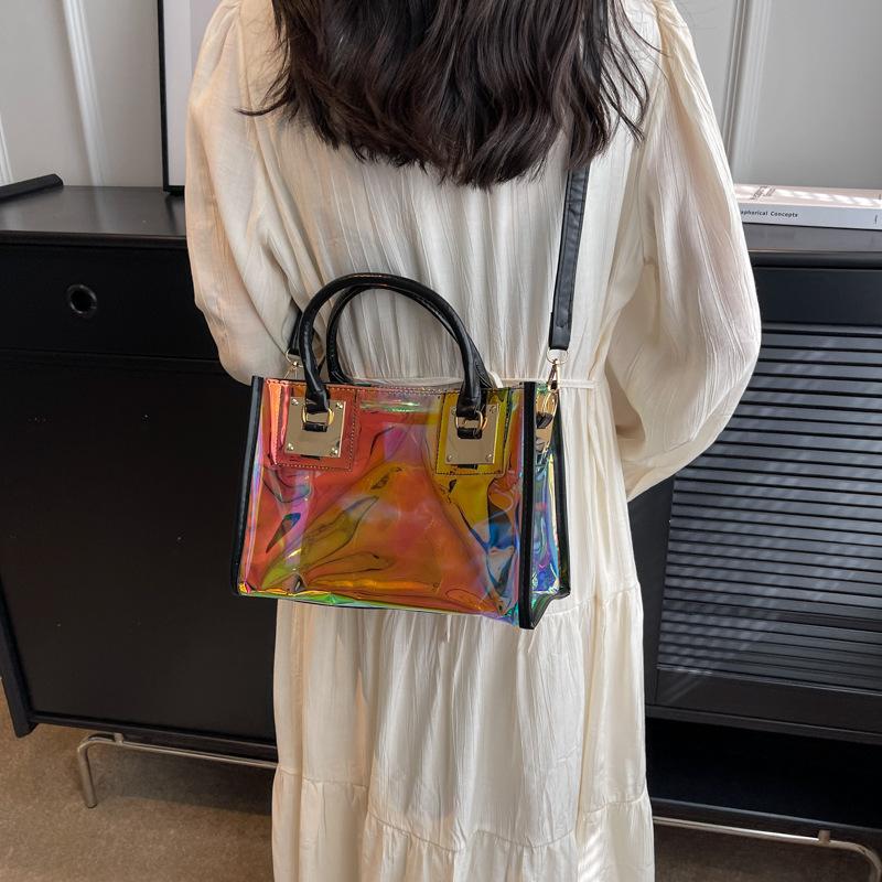Fashion bag summer jelly transparent bag pvc handbag fashion women's bag shoulder messenger bag transparent bag