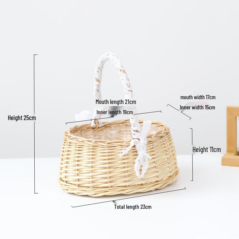 Willow Woven Princess Handbag: Floral Basket, Wedding Gift, and Pastoral Flower Arrangement Souvenir