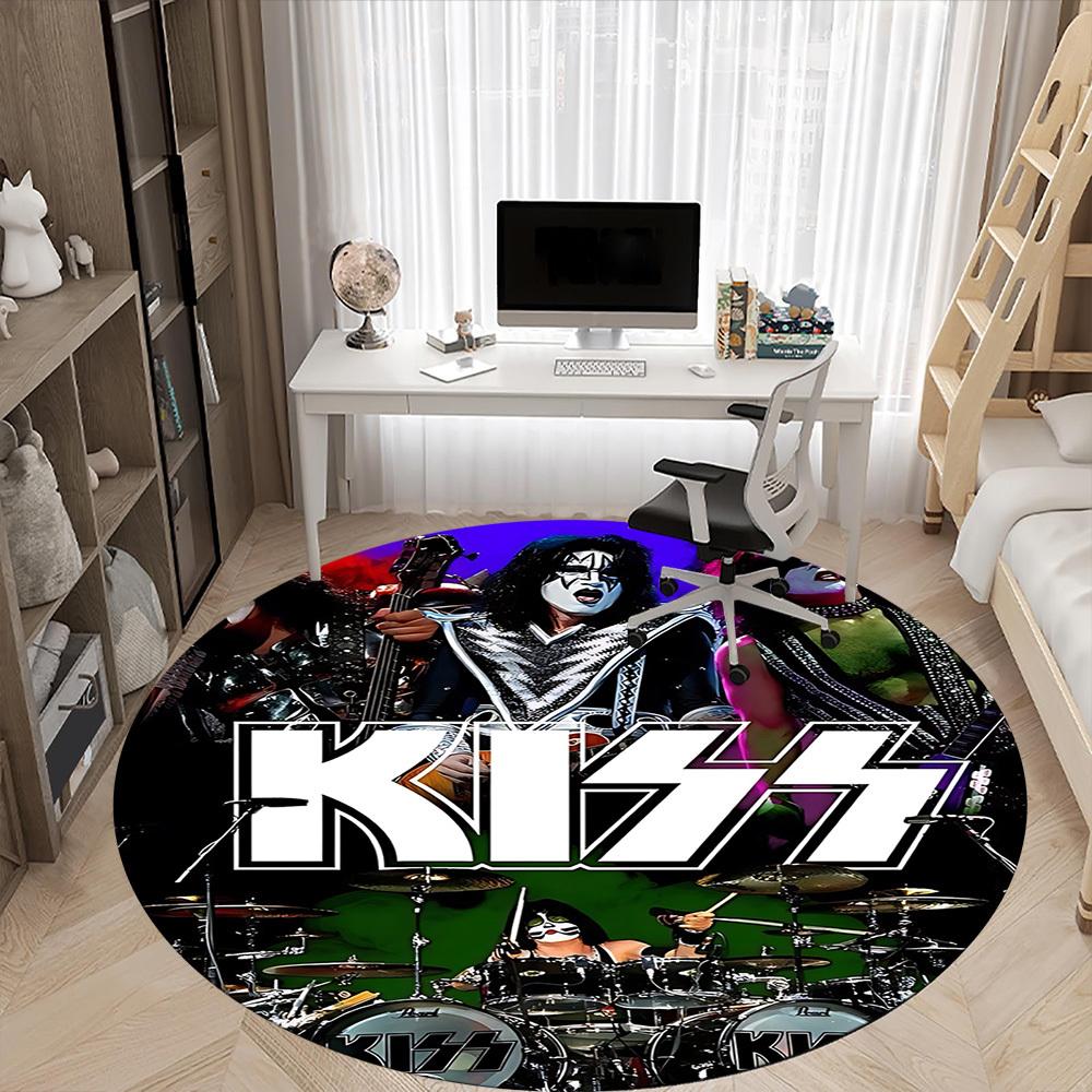 1ks KISS Hudební Kancelářský Kulatý Koberec, Pod Kancelářské Židle Ložnice Obývací Pokoj Domácí Dekorace a1016285