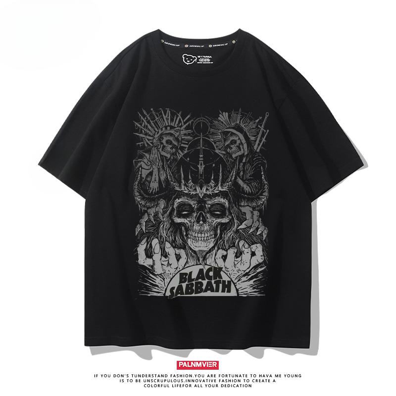 Heavy Metal Rock Band Black Sabbath, Black Sabbath Punk Style Printed Short Sleeved Loose Fitting T-shirt Trend