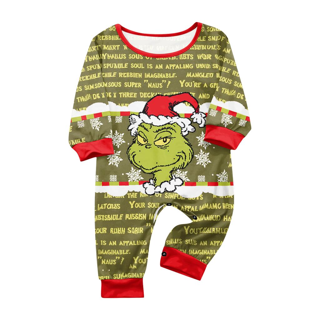 Print Cute Family Set Pajamas, Home Clothes, Family Set Long Sleeve Top Pants Set