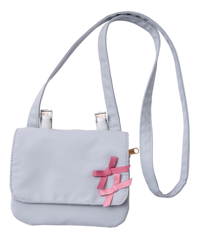 Ribbon Folding Pocket Pochette X for Pocket Attachable Pocket Clip Tissue Tissue Holder [panpantutu] [Panpantutu] (Gray Pink) Girls, Bag, Pocket,