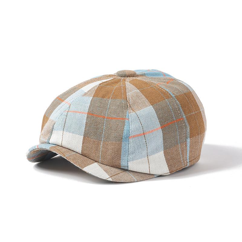 Bavlněný baret Pánská malířská čepice Newsboy čepice Klobouk Rybí kost Osmihranný klobouk