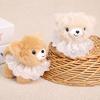 Doll Pendant Plush Lace Collar Bear Keychain with Metal Bead Chain Portable Bag Hanging Charm Soft Skin-Friendly Plush Doll Accessory