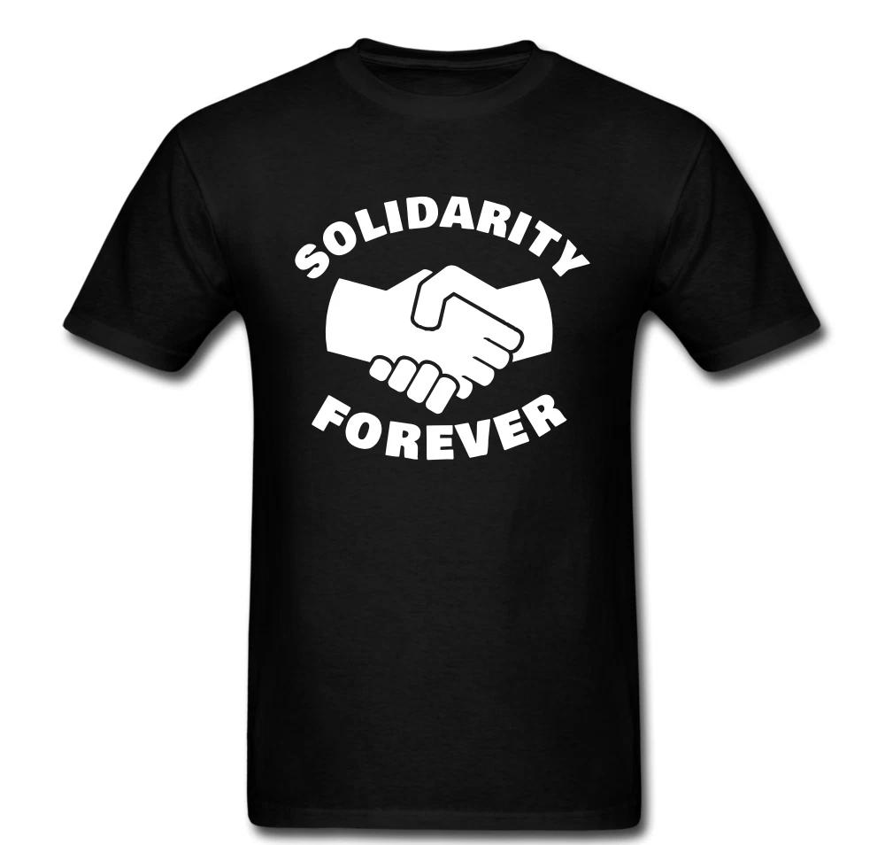 Solidarity Forever Shaking Hands Anarchist Revolution Politics Tee 100% Cotton T-shirt Mens Womens Tees Top 4XL