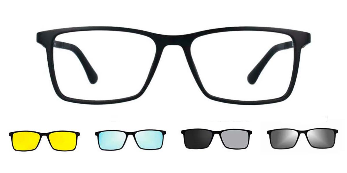 

Clip On SqUare Black SmartbUy collectiOn Petterbor With Clip On U 0277 M02 fashiOn Unisex Eyeglasses Black/56