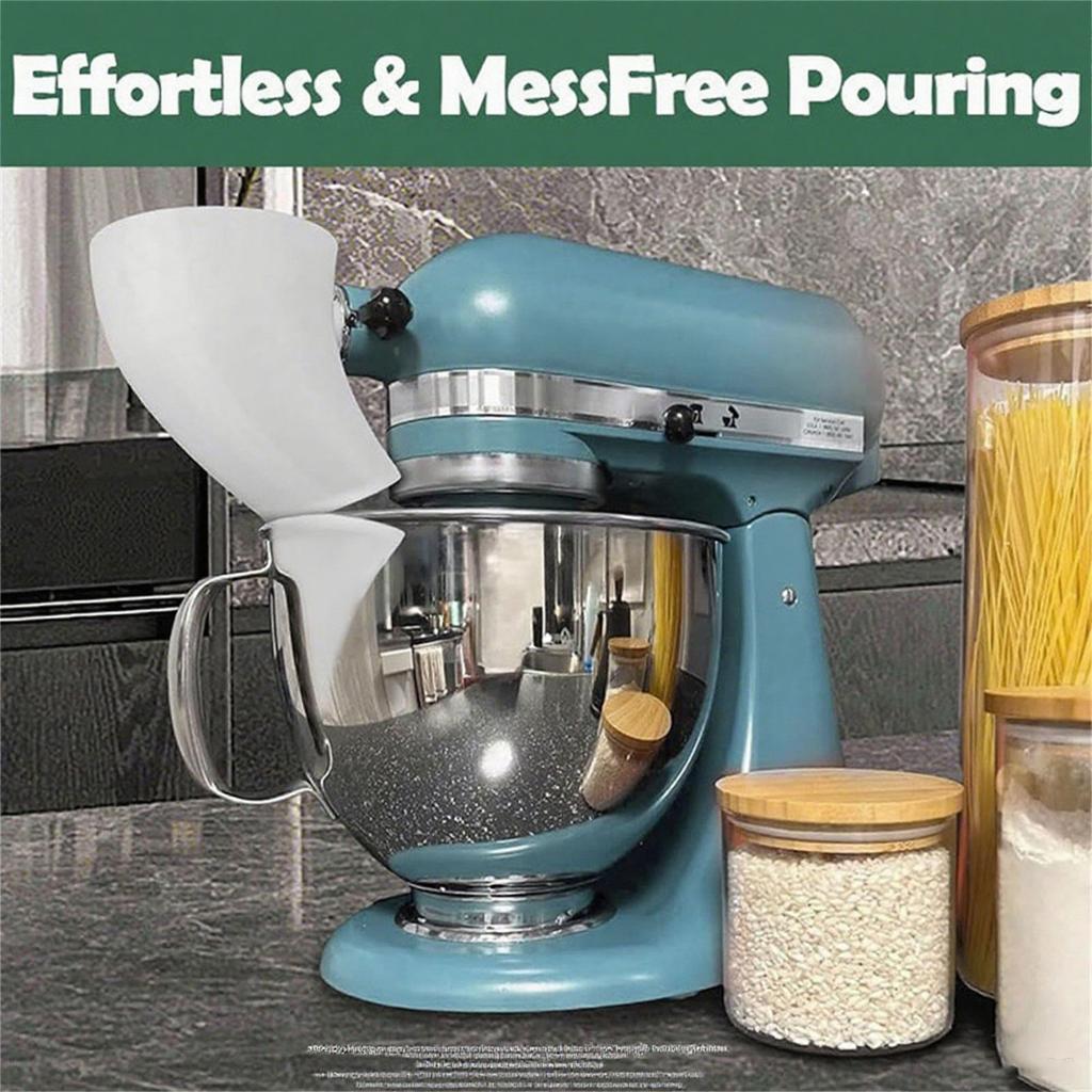 Spill Proof Flour Funnel For Stand Mixer Effortlessly Dry Liquid Ingredients Transfer Pouring No Mess Baking Accessory