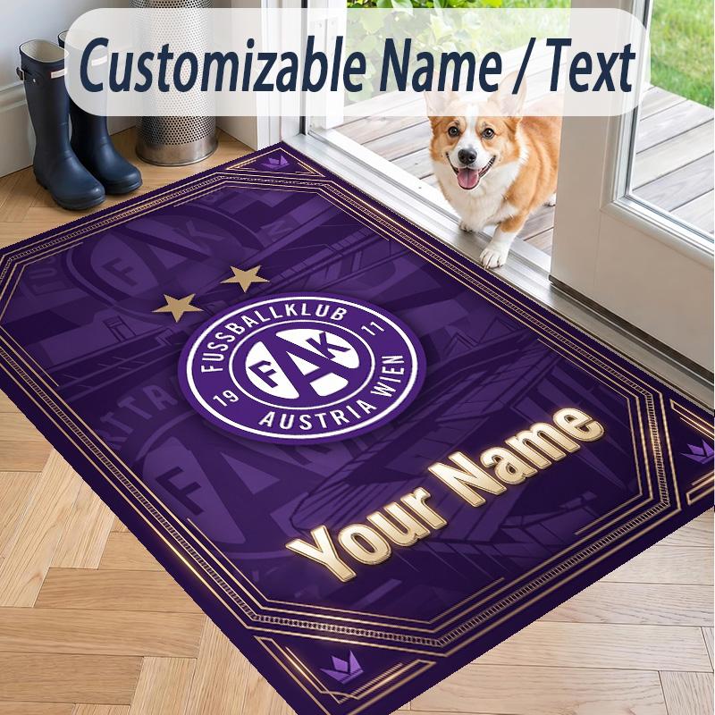 Custom Text Printed Rug Austria Wien FC Non Slip Floor Carpet For Home Room Decor