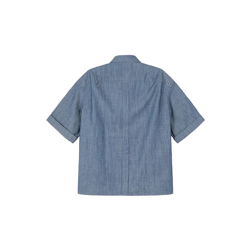 Emporio Armani Solid Color Square Neck Single-Breasted Short Sleeve Shirt Men Shirts Blue 6R1CA6-1DRLZ-0941