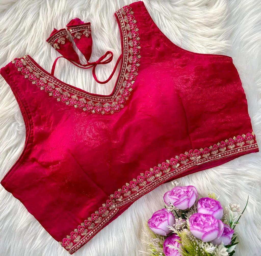 Blusa sin mangas de mezcla de seda para mujer Ropa de fiesta india Diseñador Étnico Choli