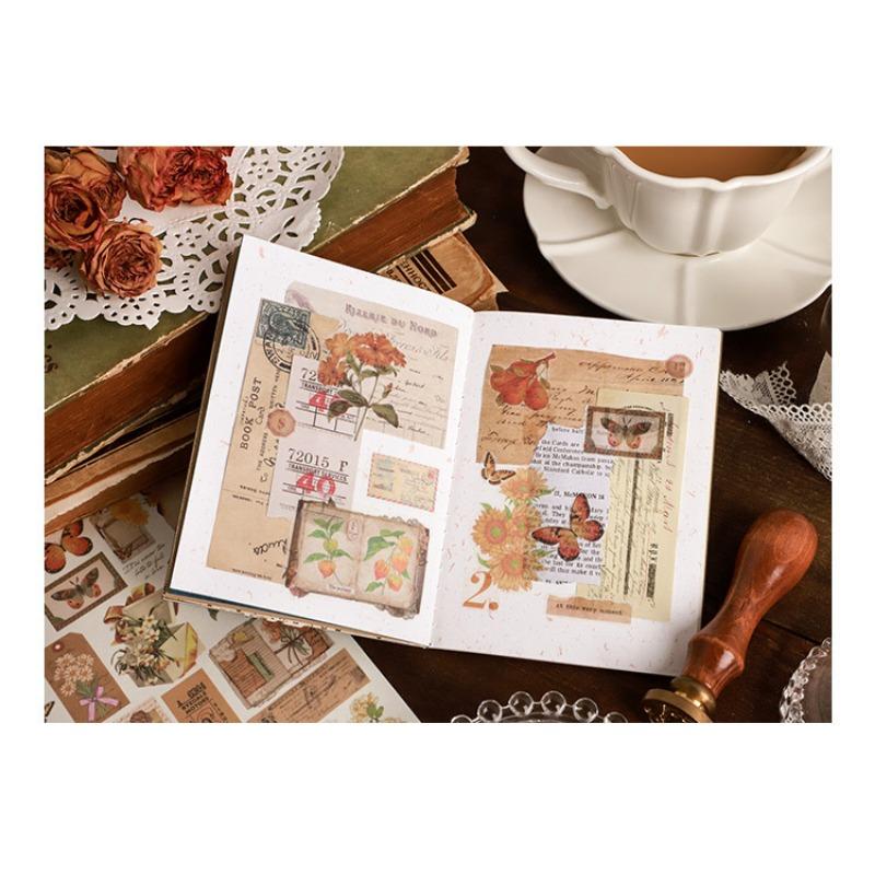 Vintage Butterfly Floral Washi Paper Stickers For Hand Account Scrapbooking Decoration