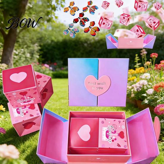 Photo Gift Box Explosion for Money Valentine's Day Pop-Up Cash Handmade Holder DIY Folding Bounce Birthday Anniversary