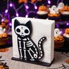 Funny Animal Napkin Storage Halloween Wooden Holder, Skeleton Black Cat Gnome Tissue Rack, Cute Kitchen Counter Accessories Cartoon Tabletop
